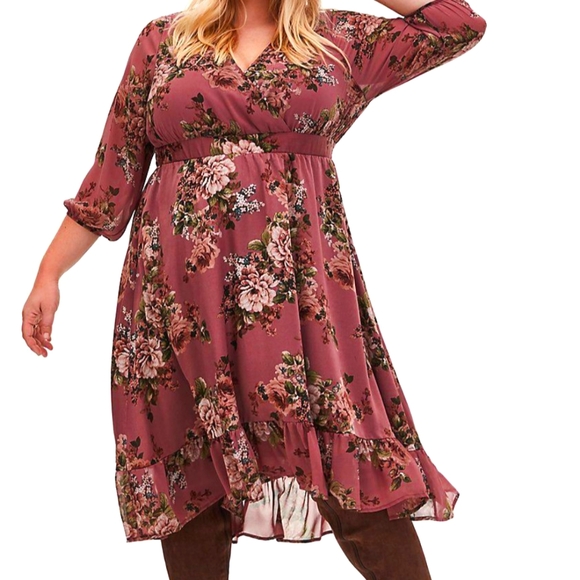 torrid Dresses & Skirts - NWOT 3X Torrid Dusty Rose Floral High Low Dress
